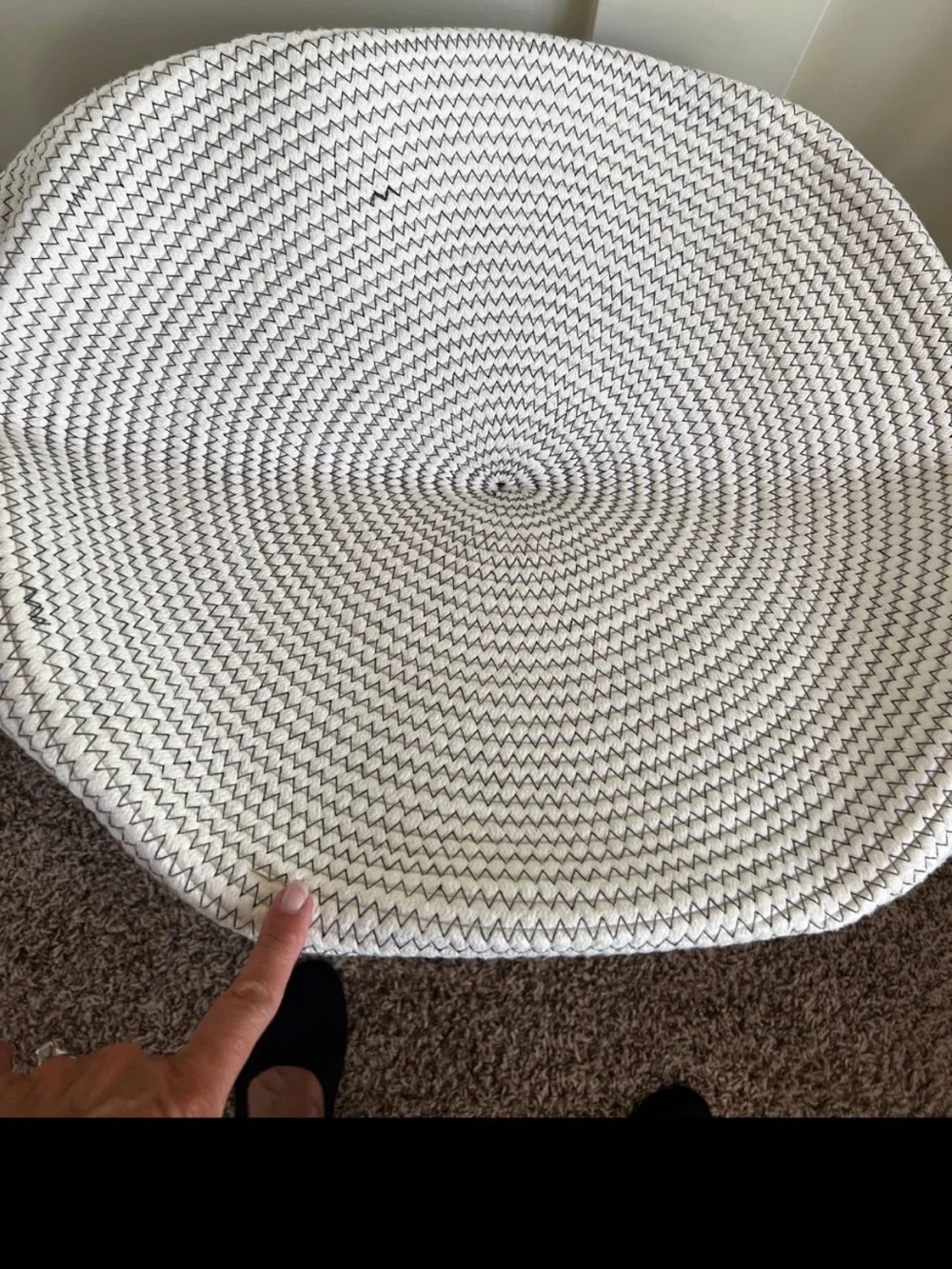 Two-Tone White and Tan Cotton Rope Storage Basket